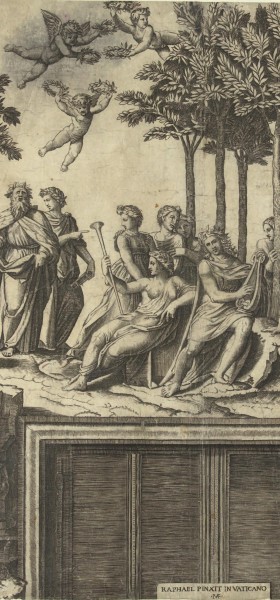 Kupferstich, Marcantonio Raimondi, Der Parnass (Ausschnitt), Rijksmuseum, Amsterdam