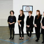 ROOM TO MOVE - Vernissage am 15. Januar 2013, v.l.n.r.: Prof. Charlotte Klonk, Christina Danick, Clara Gehlen, Leoni Grützmacher, Erika Pinner, Olga Shmakova und Martyna Nowicka, Foto: Andreas Baudisch