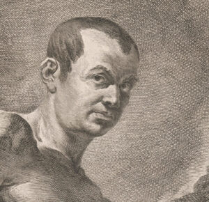  Francesco Polanzani: Porträt des Giovnni Battista Piranesi (Kupferstich, Detail)